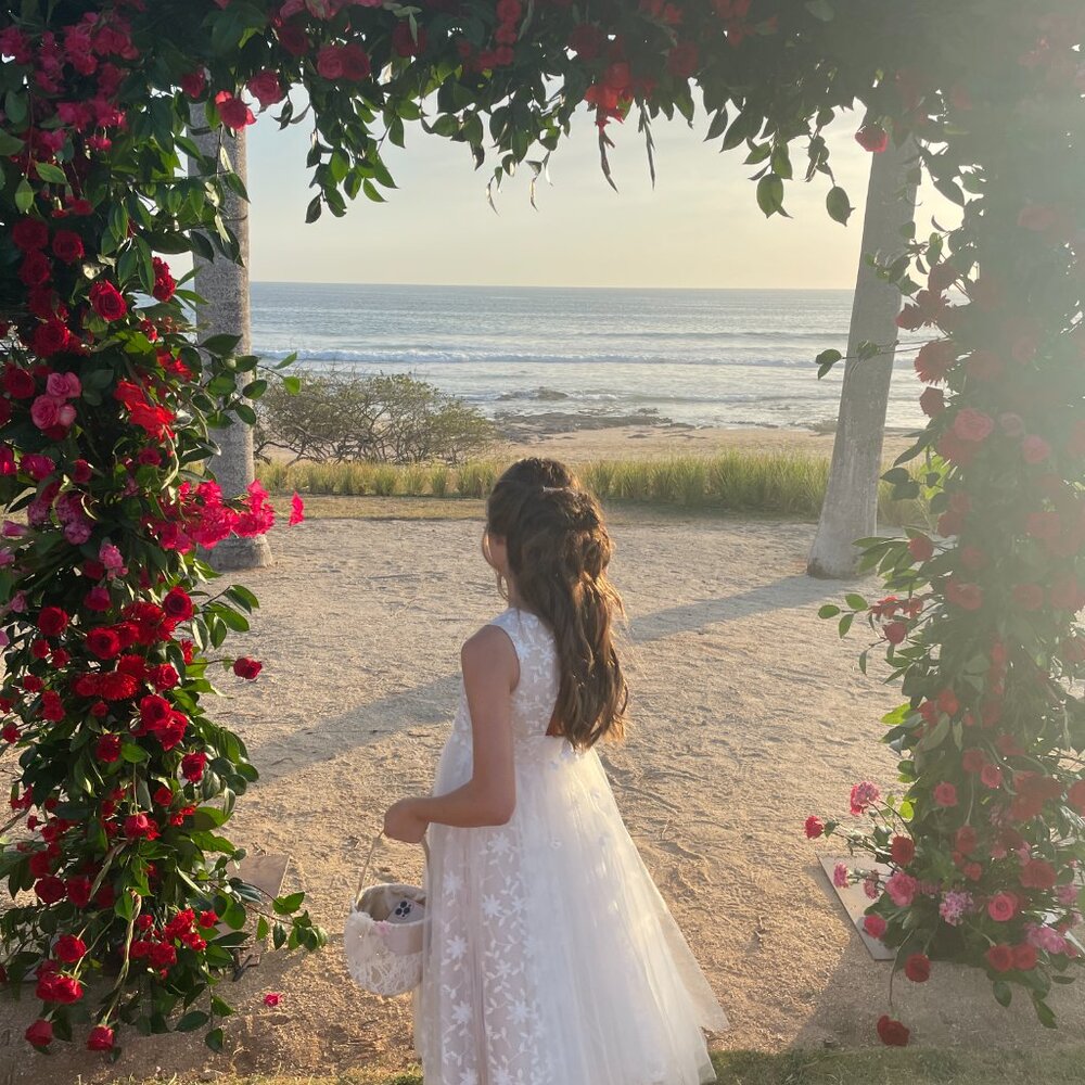 Princess Daliana Jessie Beaded Floral Tulle Flower Girl Dress, Sz 8 Kids